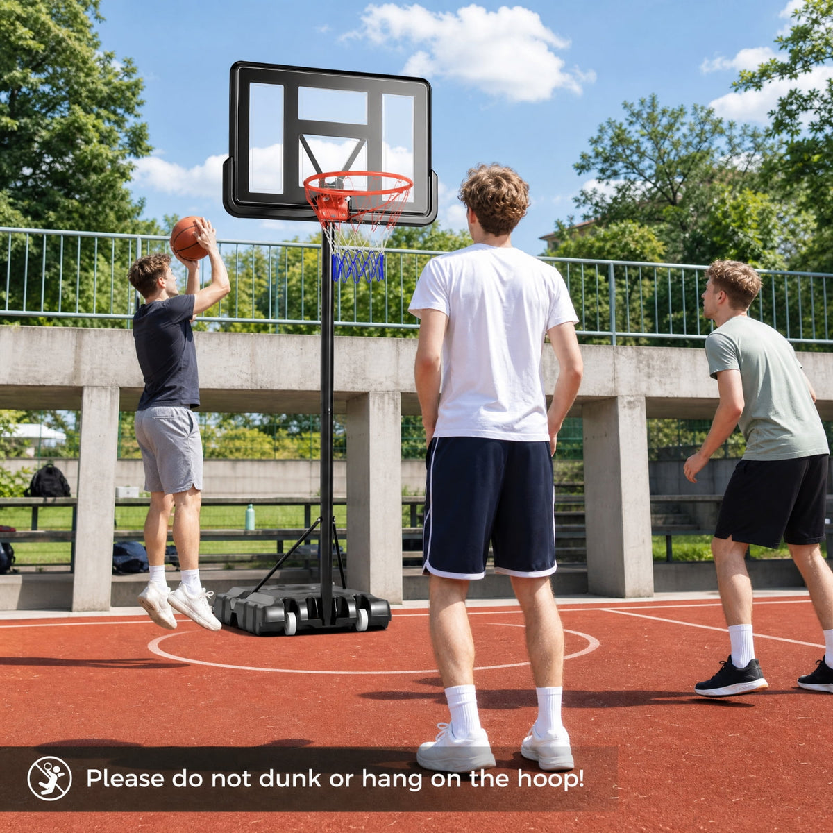 Airfind Portable Basketball Hoop Outdoor with 44 Inch Backboard, 4.4 to 10 FT Adjustable Basketball Goal System with 2 Wheels and Fillable Base, Black