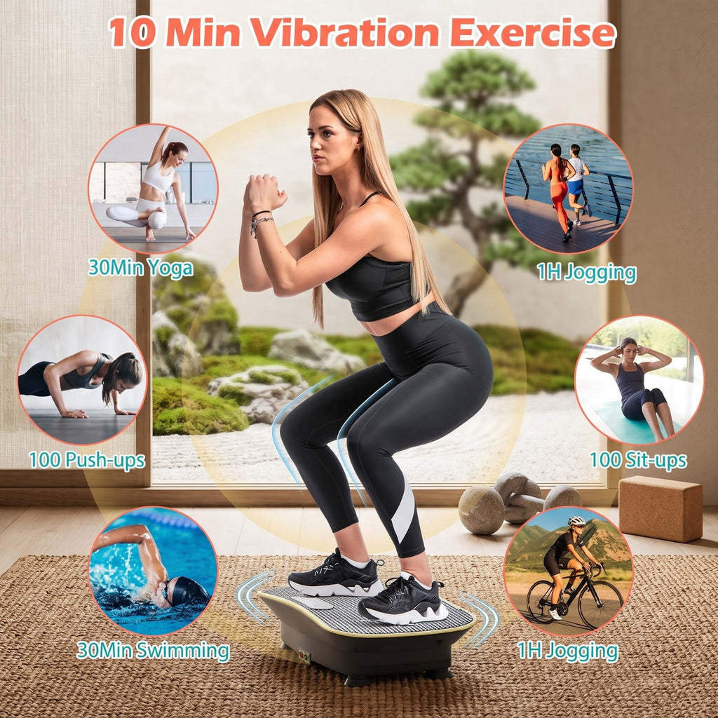 Airfind Vibration Plate Exercise Machine for Lymphatic Drainage and Weight Loss, Whole Body Vibration Platform with 10 Speed Intensities, LED Display and Remote, Black