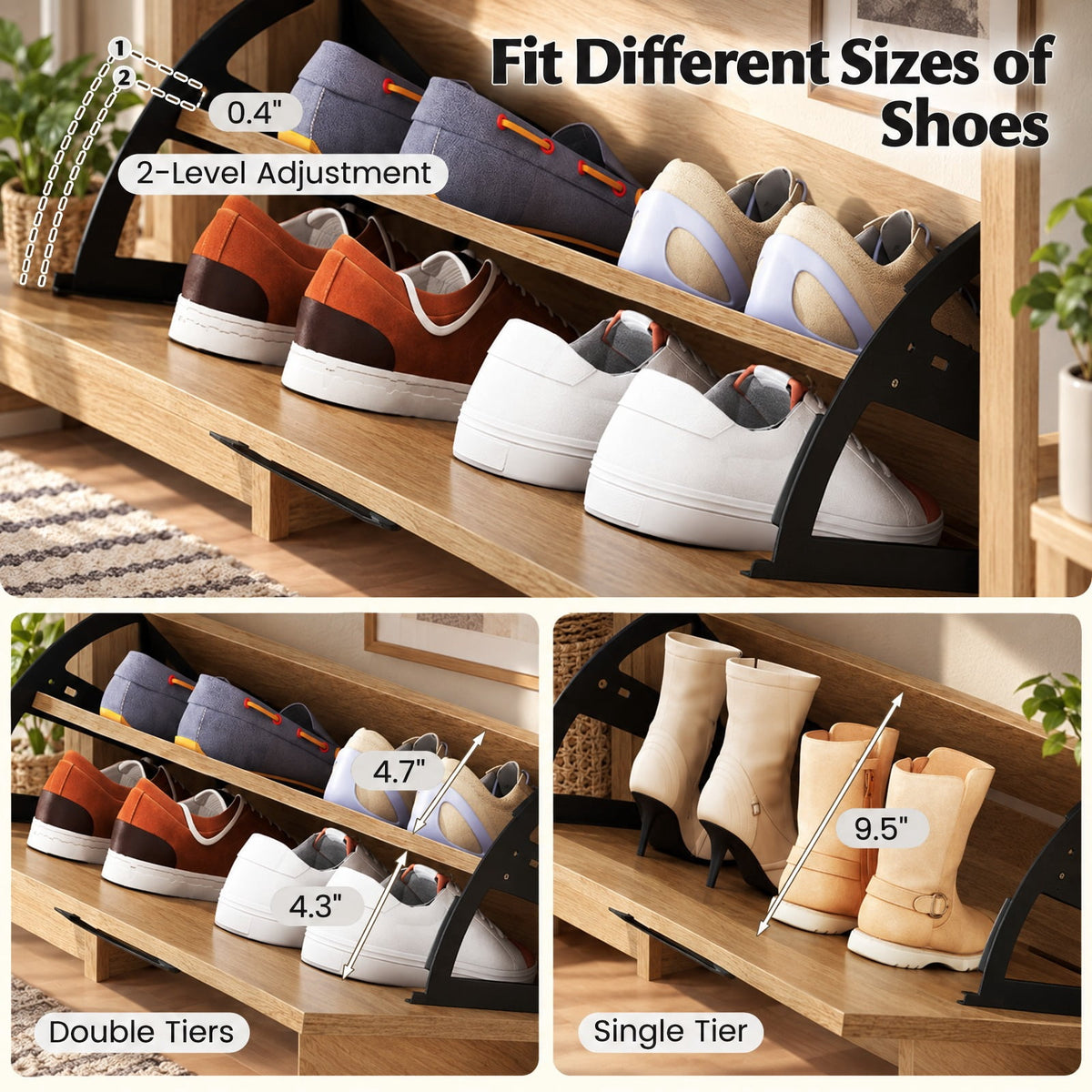 Airfind Modern Freestanding Shoe Cabinet with 2 Flip Drawers and Adjustable Shelves for Entryway, 110 lbs Capacity, Engineered Wood Metal Frame