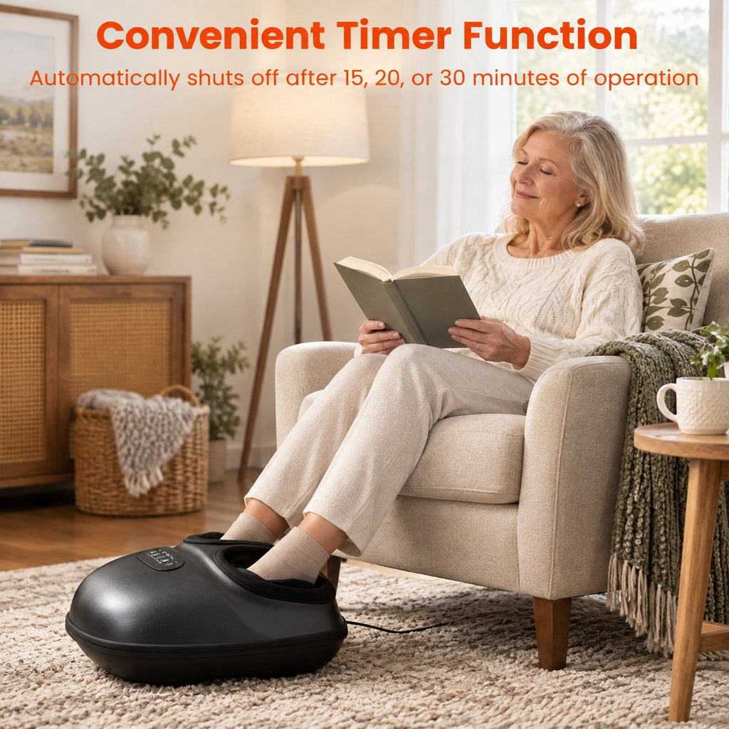 Airfind Shiatsu Foot Massager Machine with 2-Level Heat and Air Compression, EVA ABS Polyester Fabric Frame, Black