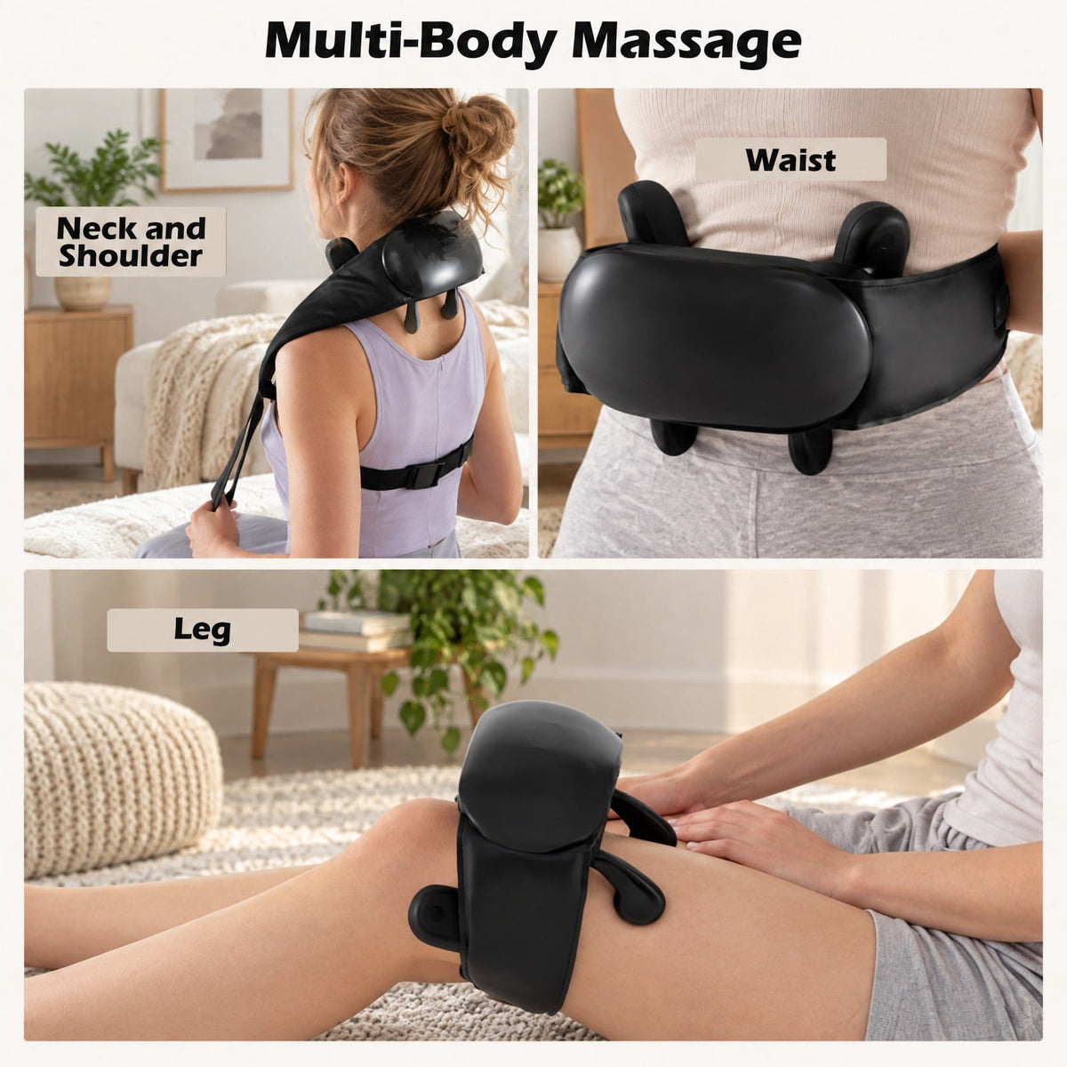 Airfind Neck Shoulder Massager with 2 Heat Levels for Pain Relief, PU ABS Silicone Frame, 8 x 20 x 5.5 Footprint, Black