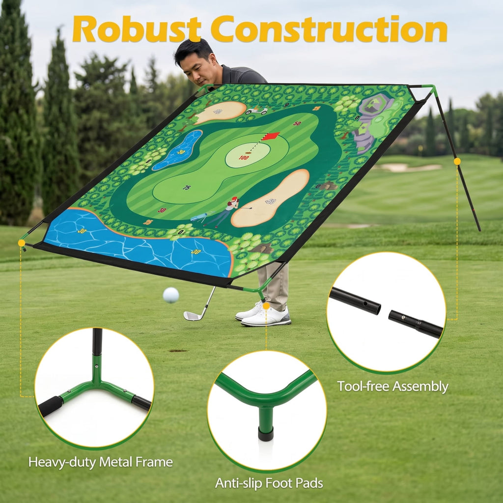 Airfind 71 x 71 Inch Golf Chipping Game Set with 2 Adjustable Clubs Sticky Balls and Storage Bag for Indoor and Outdoor Practice, Multicolor