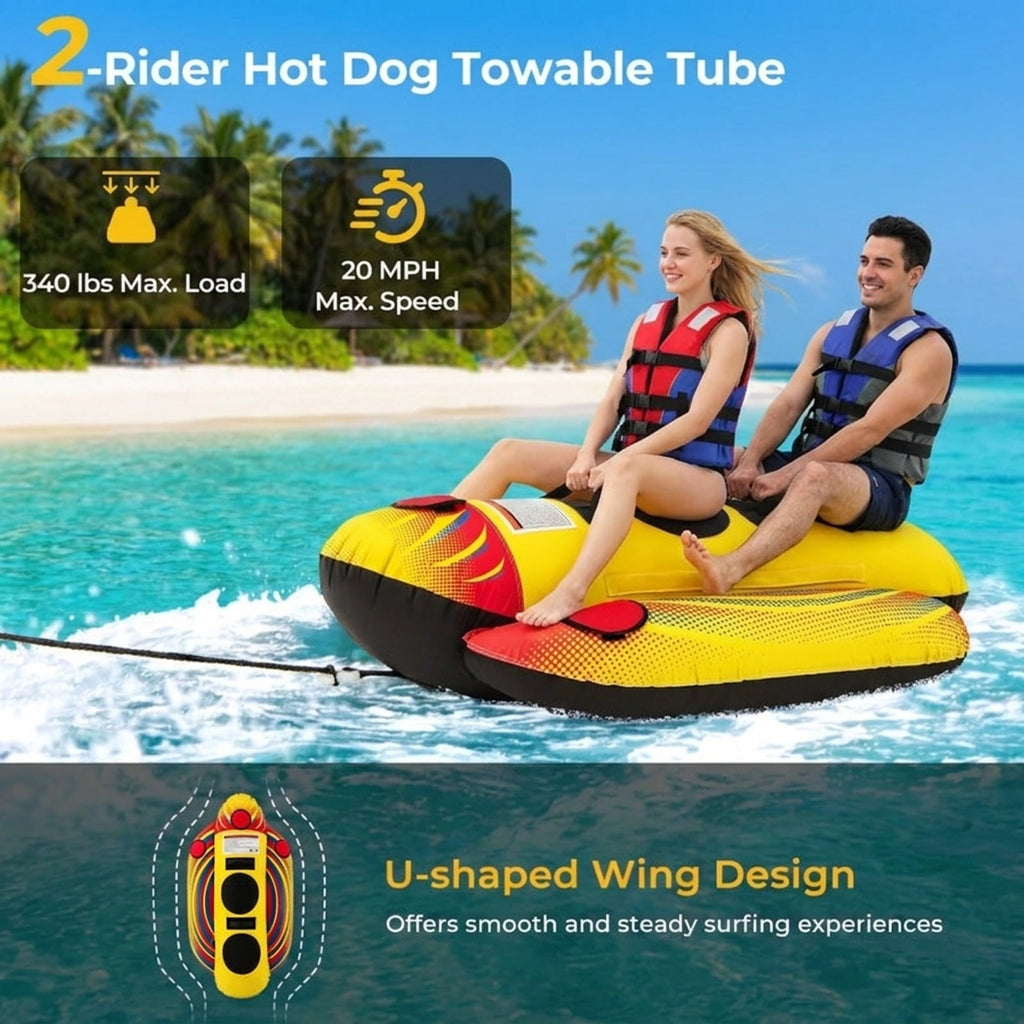 Airfind 3-Rider Inflatable Banana Tow Boat with Cushioned Seats, Yellow