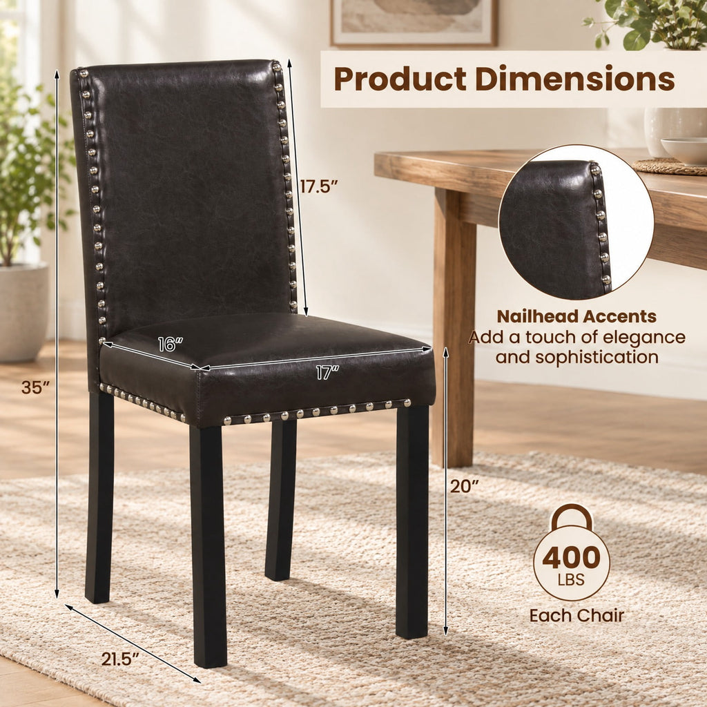Airfind Set of 2/4 Dining Chairs Faux Leather Upholstered Parsons Kitchen Chairs, Set of 2, Versatile use fits modern farmhouse and office style rooms
