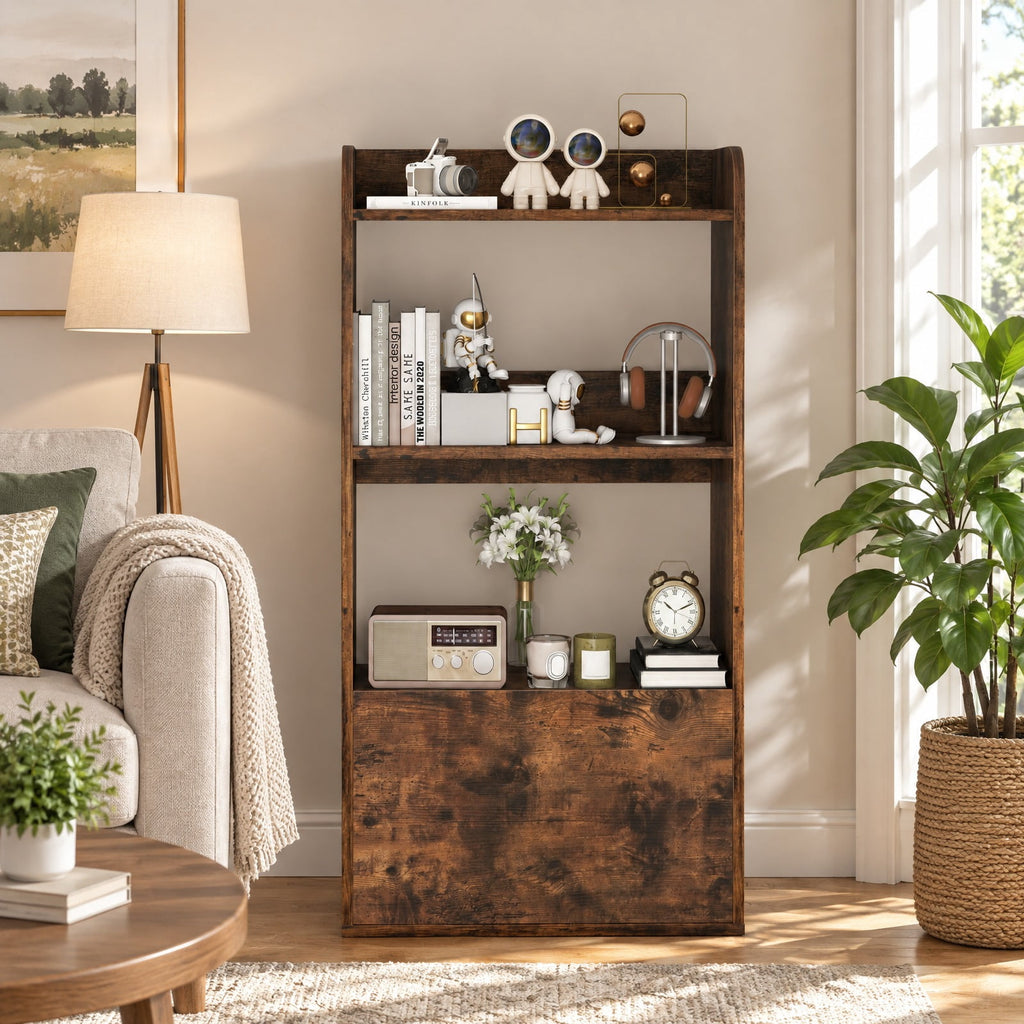 Airfind Freestanding Bookshelf with 3-Tier Open Shelf, 44 lbs Capacity, Engineered Wood MDF Frame, 21.5 x 11.5 x 41.5 Footprint, Brown