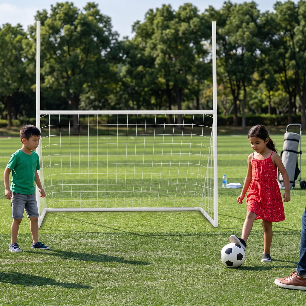Airfind 2 in 1 Soccer Goal All Weather Football Training Equipment Portable Backyard Net with Ground Stakes for Park School Team Practice, 5.5 x 7 ft, White