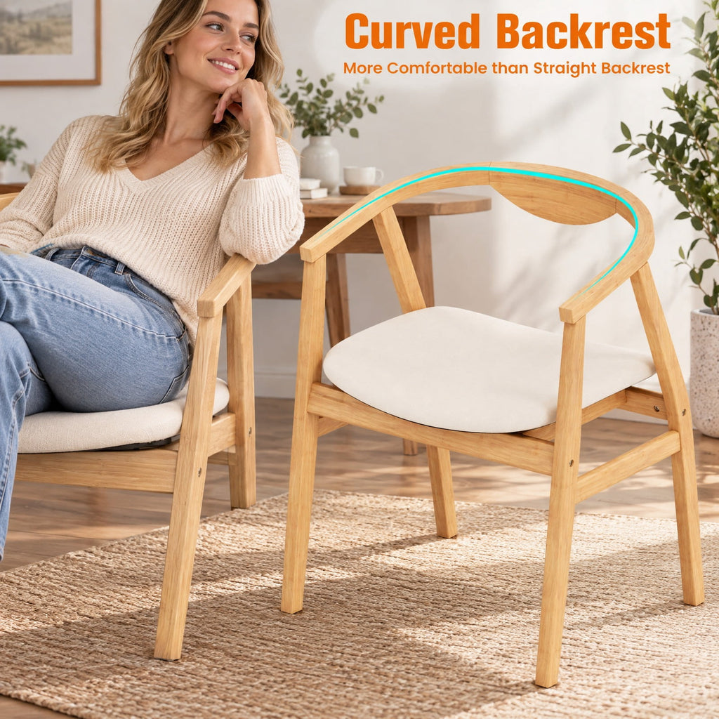 Airfind Bamboo Accent Chair with Armrest and Curved Backrest, 330 Lbs Capacity, Bamboo Polyester Sponge for Convenient Everyday Use, Natural