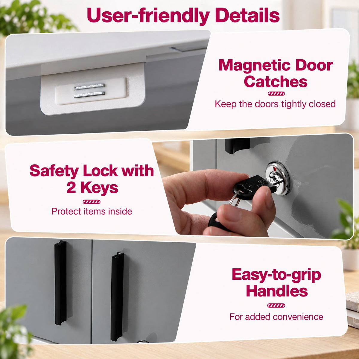 Airfind Metal Wall Cabinet with Lock and 3 Adjustable Shelves, 55 lbs Capacity, Metal Frame, 28.5in x 14in x 47in Footprint, Gray and White