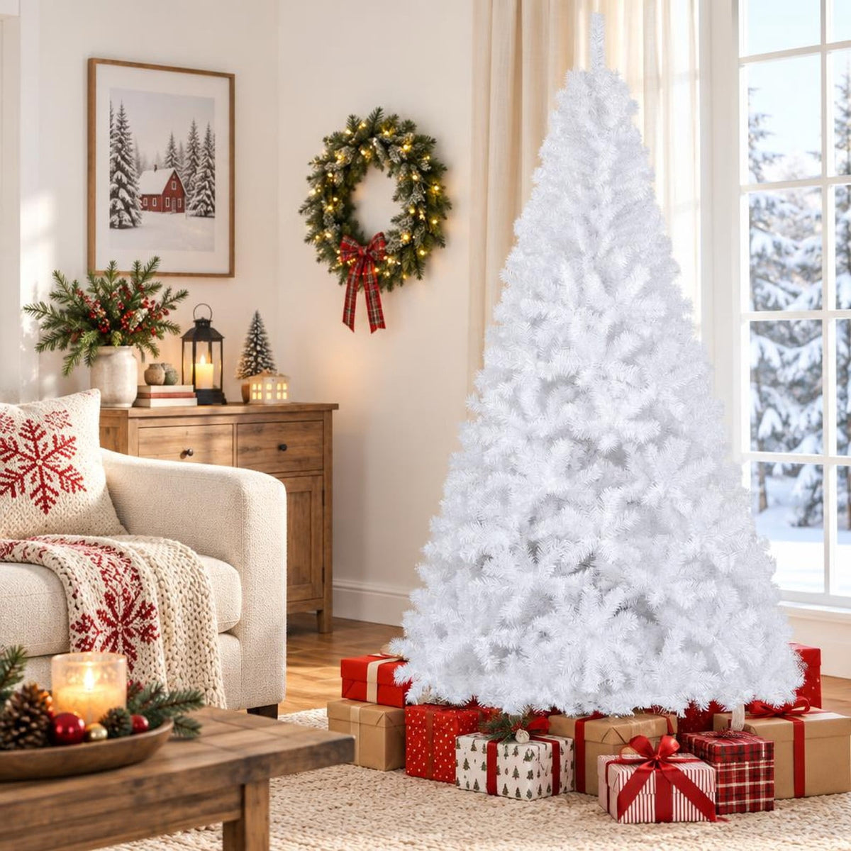 Airfind 7 ft White Artificial PVC Christmas Tree with Stand, PVC Frame, White, Made from brand new and high quality PVC