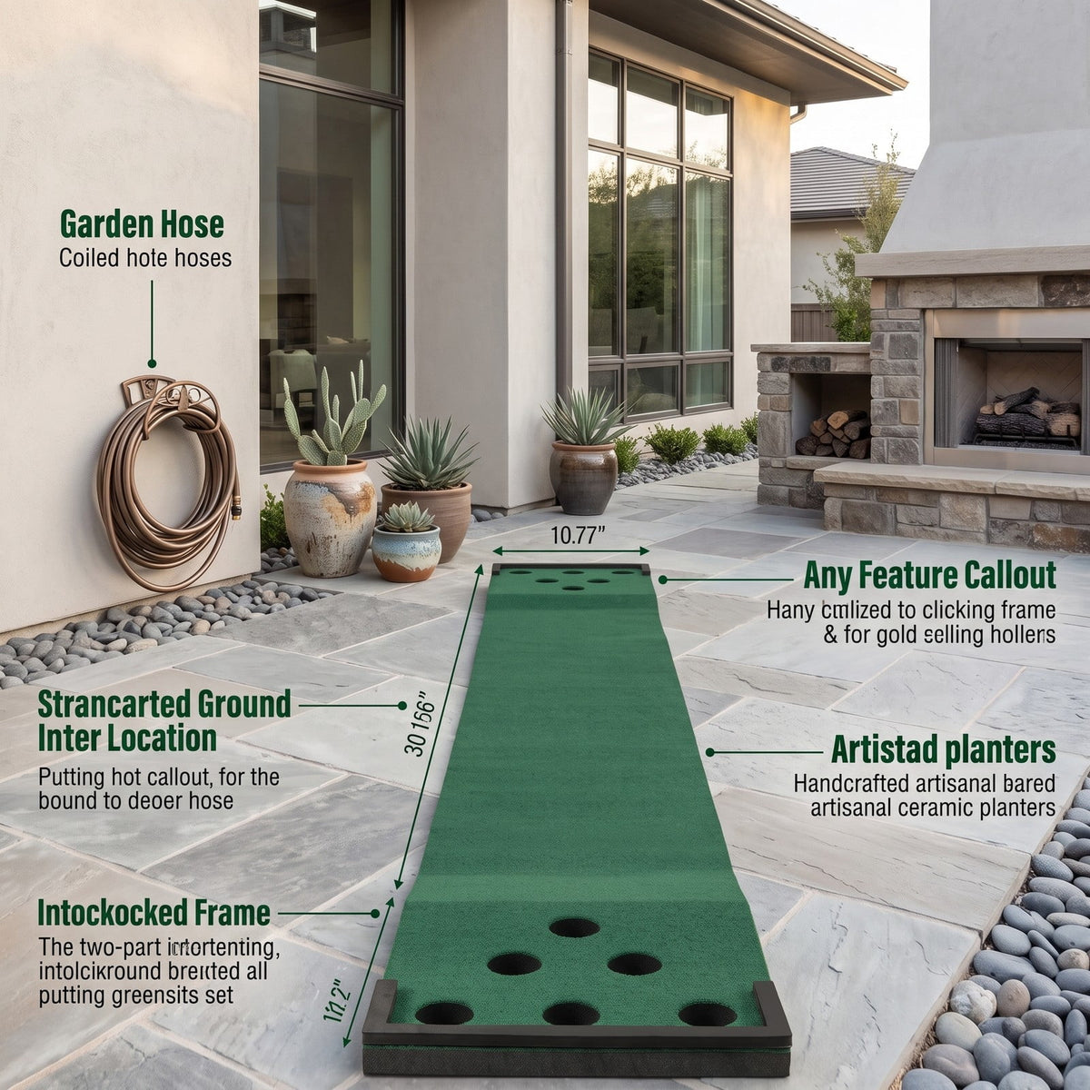 Airfind 11 FT Indoor Outdoor Golf Putting Green Mat Set with 2 Adjustable Putters and 6 Balls, Carry Bag Included, Green