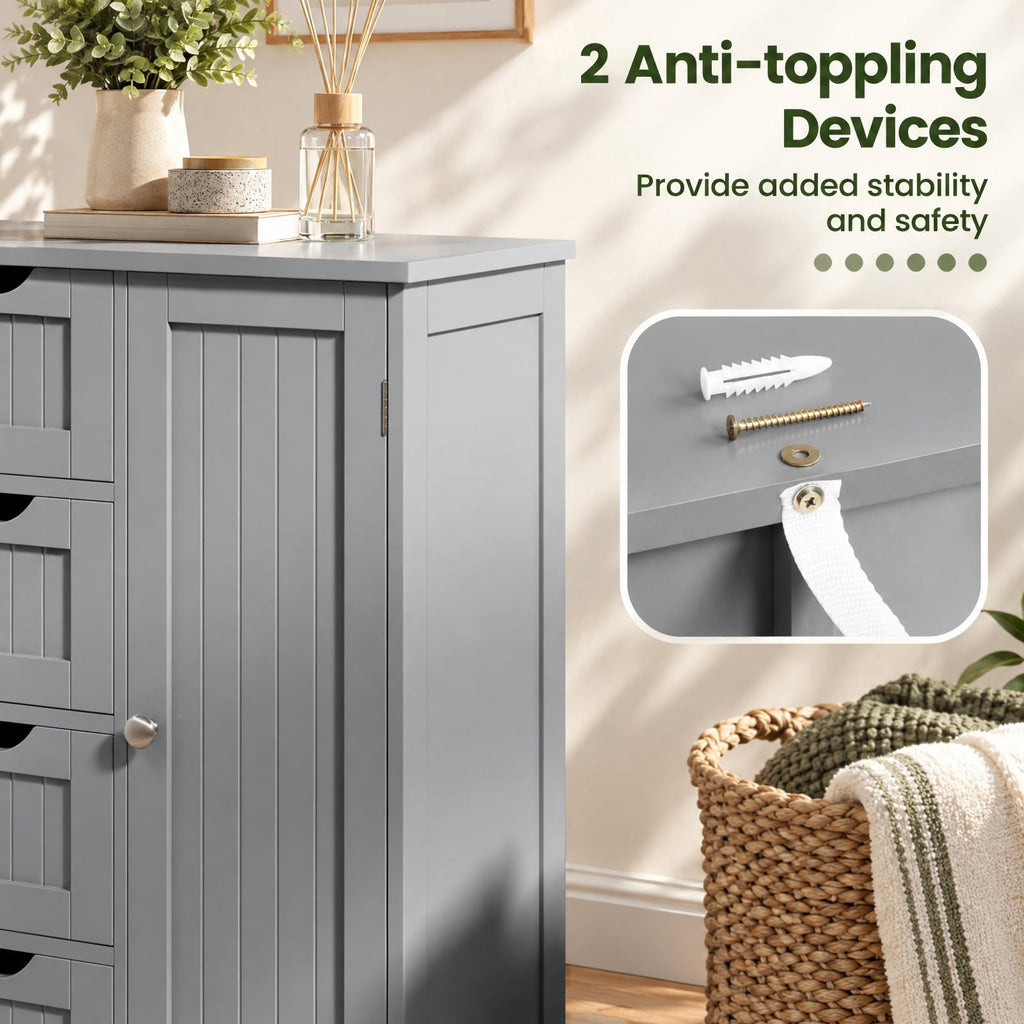 Airfind Standing Indoor Wooden Cabinet, with 4 Drawers, 143 lbs Capacity, MDF Engineered Wood Frame, 21.5 Inch x 12 Inch x 32.5 Inch Footprint, Gray