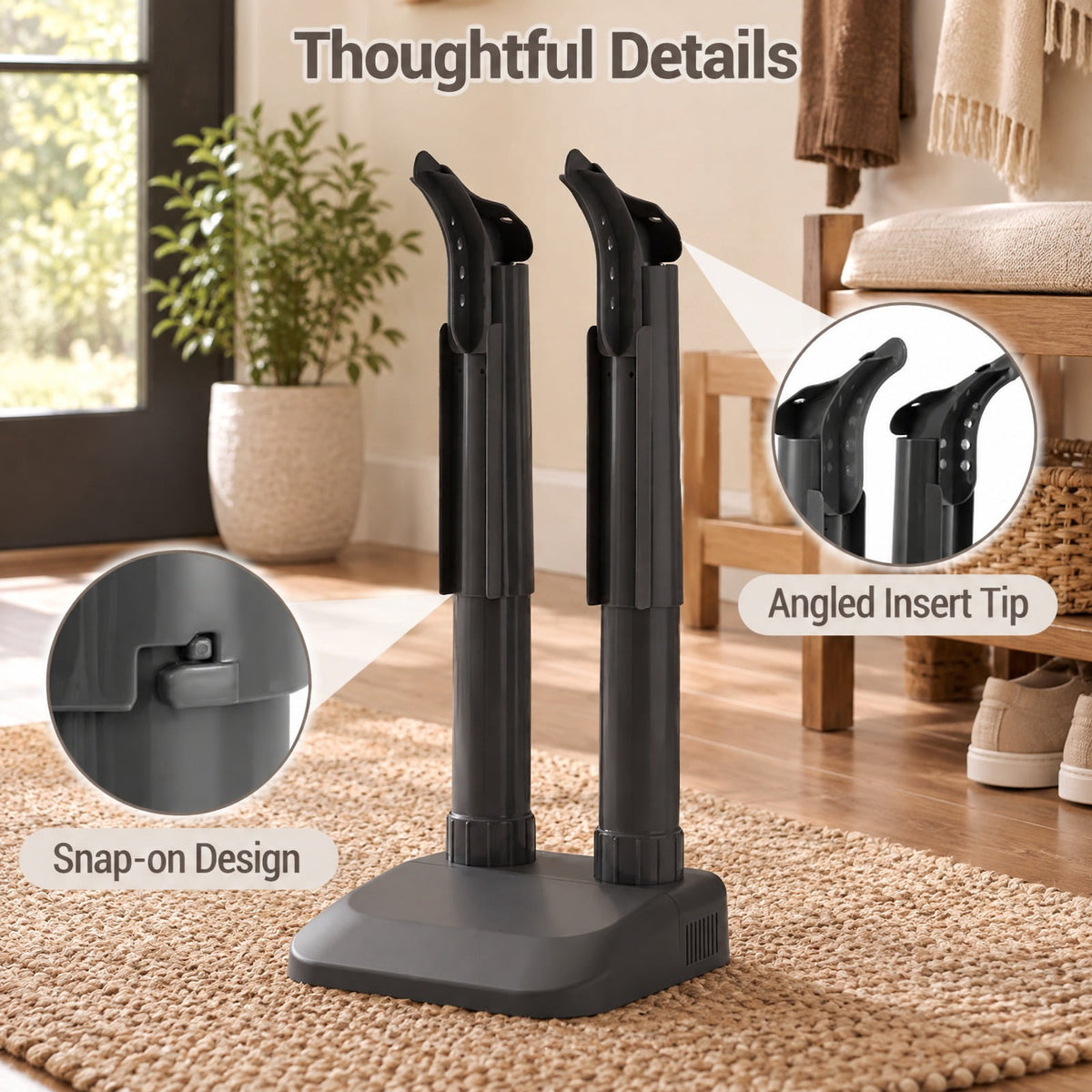 Airfind Electric Shoe Dryer and Boot Warmer with Quiet Fanless Convection Drying for Home and Entryway for Everyday Use, Black