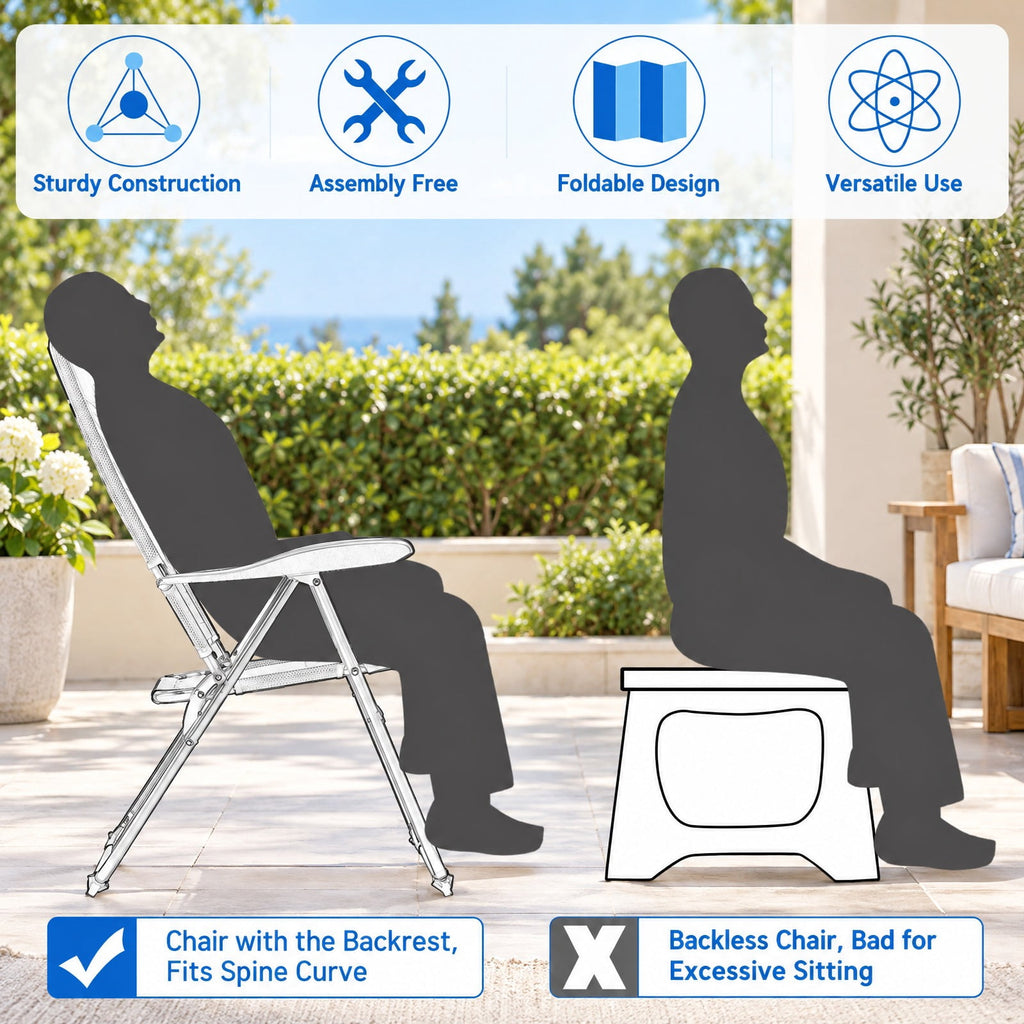 Airfind Set of 4 Patio Folding Chairs with Adjustable Backrest, 300 lbs Capacity, Steel oxford fabric sponge Frame, 28 x 23 x 40 Footprint, Black