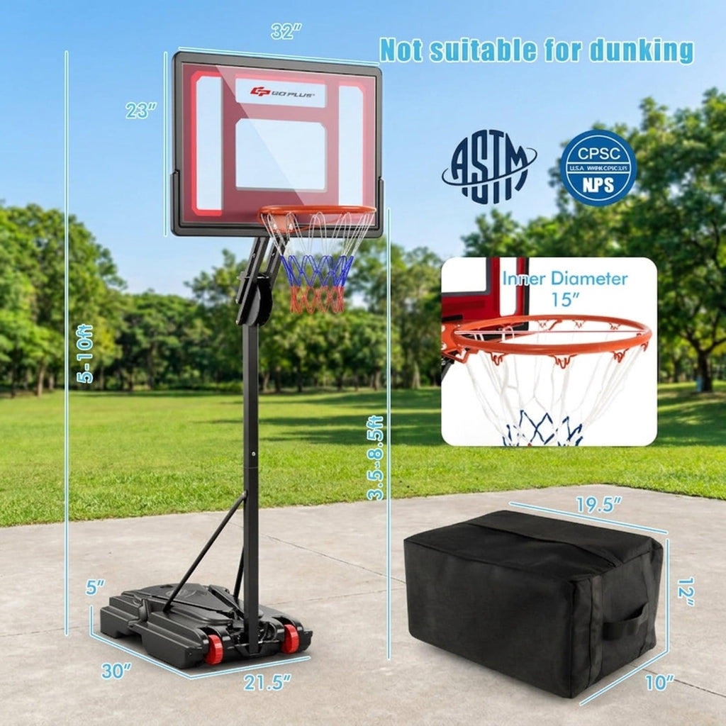 Airfind Portable Basketball Hoop with Adjustable Height from 5 to 10 ft and a Stabilizing Weighted Base for Driveway and Outdoor Play, Black