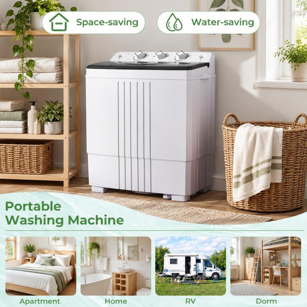 Airfind Portable Washing Machine with Built-in Drain Pump, PP Frame, Black, Suitable for home apartment dorm and RV