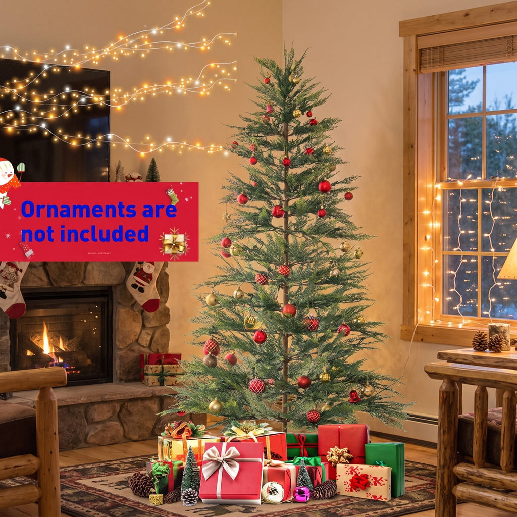 Airfind 6.5/7.5 Feet Artificial Cypress Christmas Tree Pre-lit Hinged-6.5 ft, PE Metal Tree Height 6.5 ft/7.5 ft Tree Width 4 ft Frame, Green