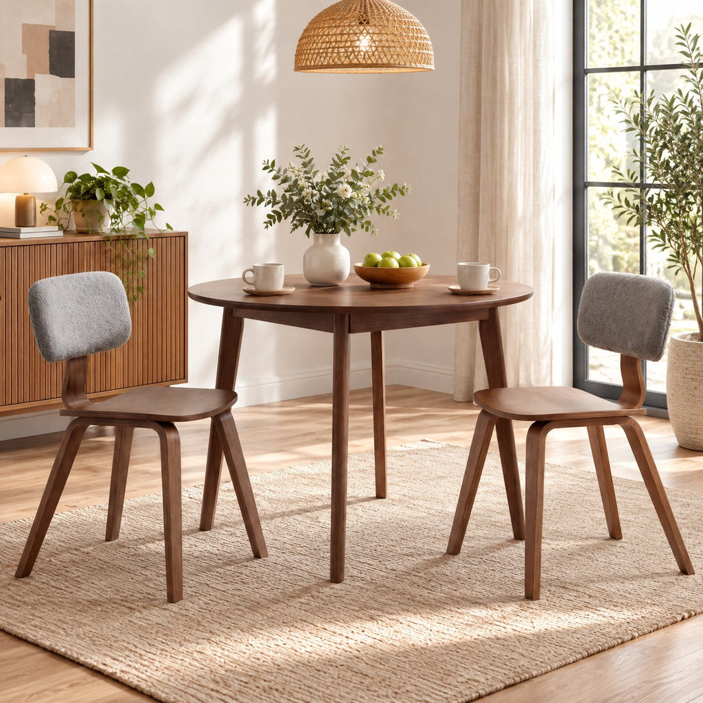 Airfind Set of 2 Rubber Wood Dining Room Chairs with Teddy Velvet Padded Backrest, Capacity 330 lbs Capacity, Rubber Wood Teddy Velvet Sponge Frame