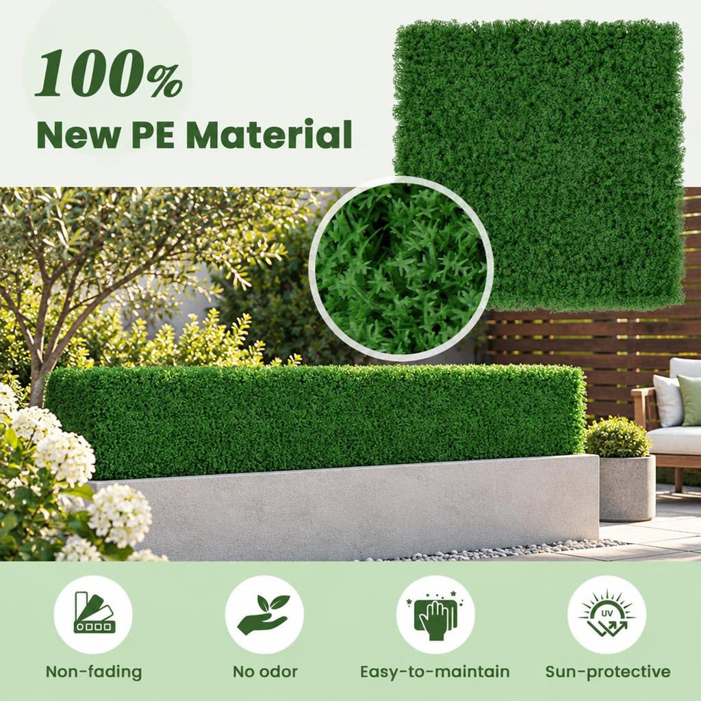 Airfind 12 Pieces 20 x 20 inches Artificial Grass Wall Panels for Garden Yard Balcony, PE Each Frame, Green