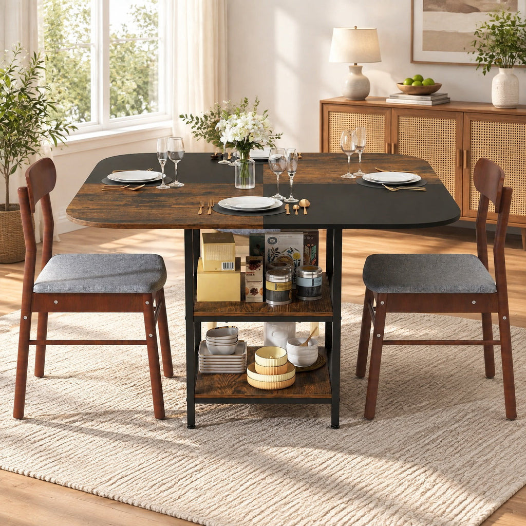 Airfind 47.5 inch Modern Dining Table Square Kitchen Table with Mix-colored Tabletop, 176 lbs Capacity, Engineered Wood Metal Frame, Coffee