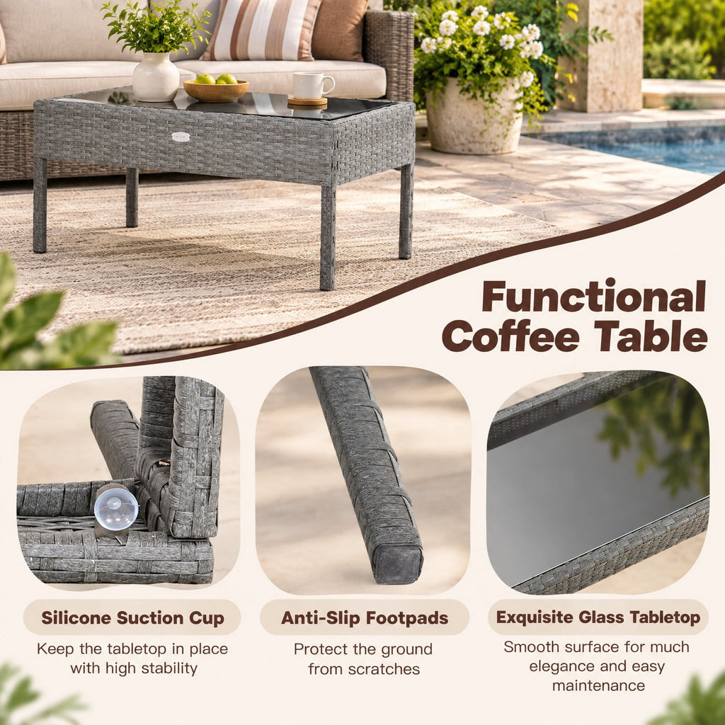 Airfind 4 Pieces Outdoor Rattan Conversation Set with Comfortable Cushion, 800 lbs Capacity, Rattan Frame, 23 Inch x 23 Inch x 28.5 Inch Footprint