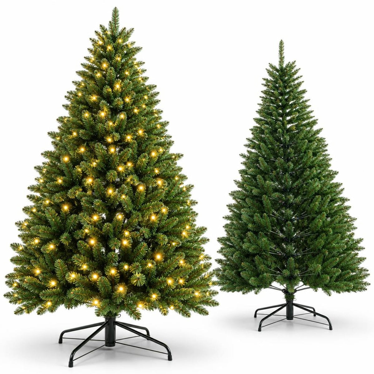 Airfind 8 FT Corner Artificial Christmas Tree with 1137 Branch Tips and 360 Warm White LED Lights, White