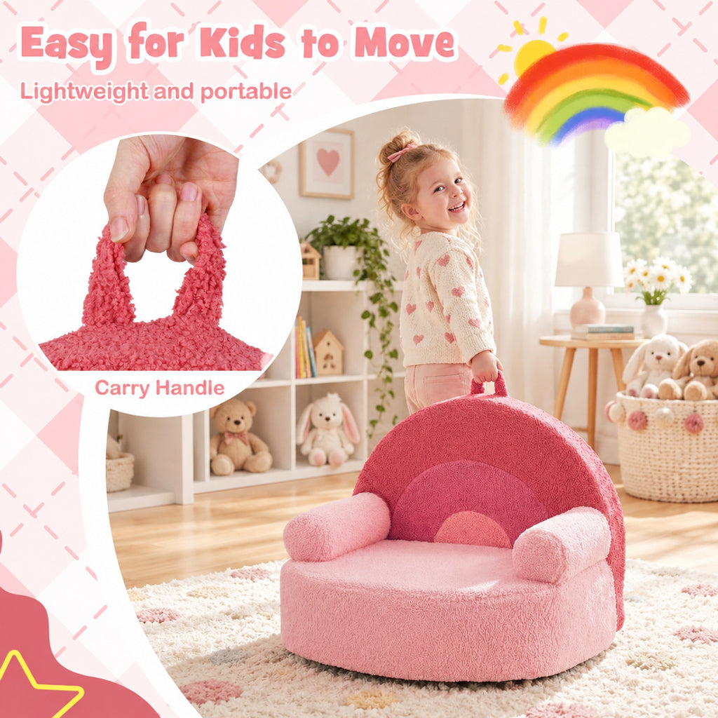 Airfind Kids Sofa Toddler Foam Couch with Soft Fleece Fabric Cover, Teddy Fleece Fabric Frame, for 3+ years old, 21.5in x 17.5in x 17.5in Footprint