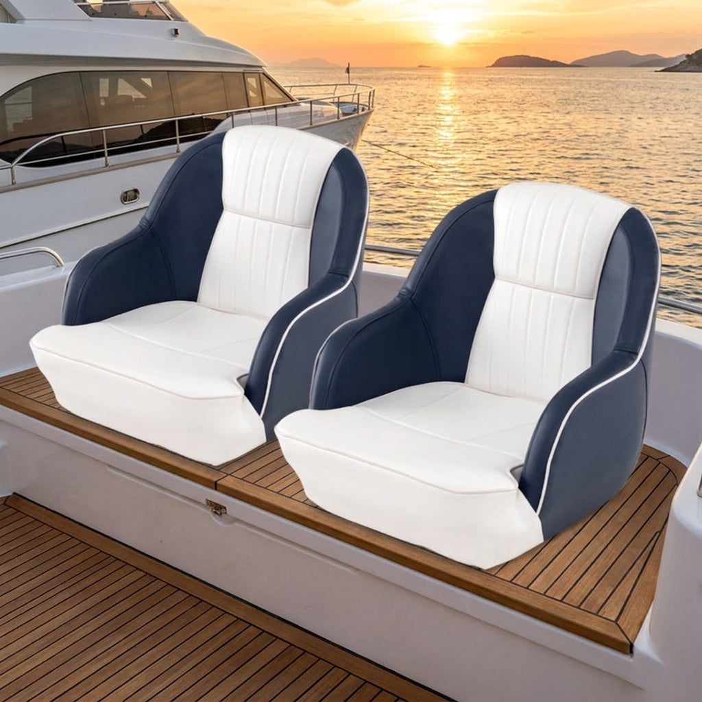 Airfind Captain Pontoon Bucket Seat with Marine-Grade Upholstery, Blue