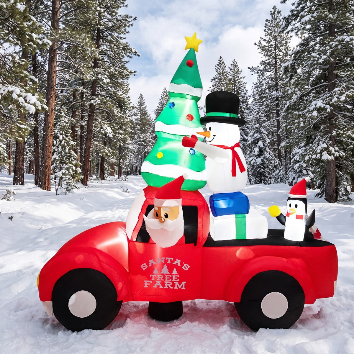 Airfind 8 Feet Wide Inflatable Santa Claus Driving a Car with LED and Air Blower, Polyester Fabric Plastic, 3.1 Inch X 1.6 Inch X 3.1 Inch, Unspecified
