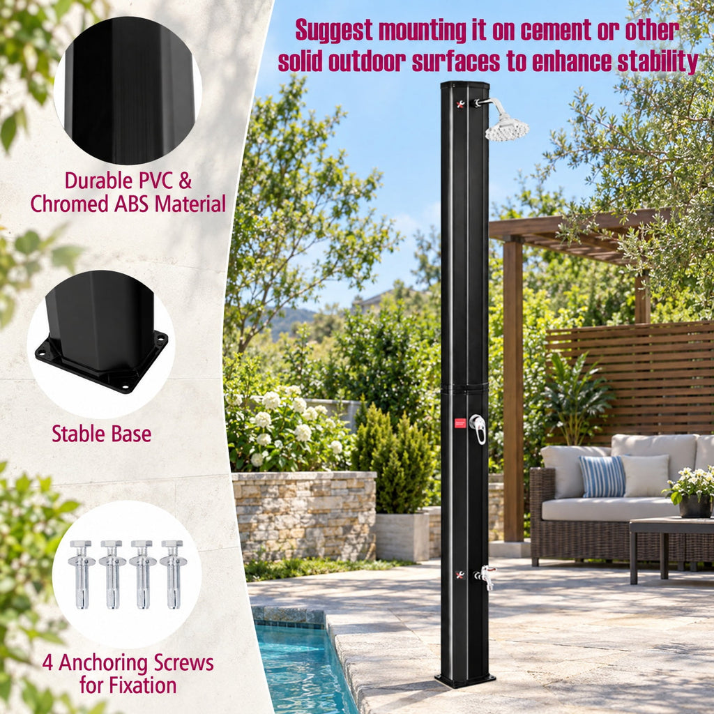 Airfind 7.2 Feet Adjustable Outdoor Solar Heating Shower Head, PVC Frame, Black, unique rotating shower head, No electricity or solar panels required