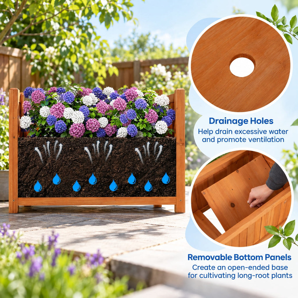 Airfind Raised Garden Bed with Lattice Trellis Ached Roof Wooden Elevated Planter Box, 88 lbs Capacity, Fir Wood Frame, Brown