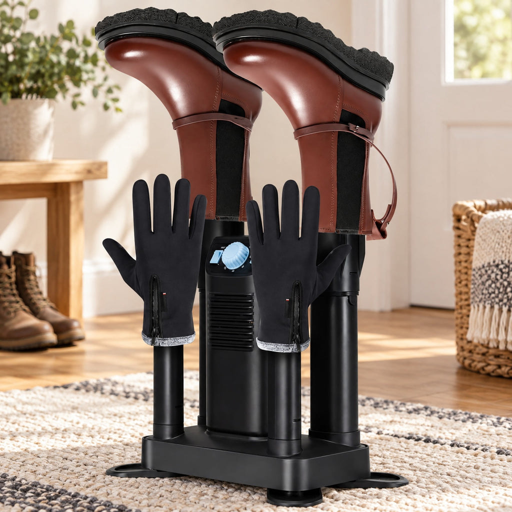 Airfind Electric Shoe Boot Dryer 4 Shoes with 180 Mins Timer Ozone Disinfection, PP fiberglass ABS Frame, Black