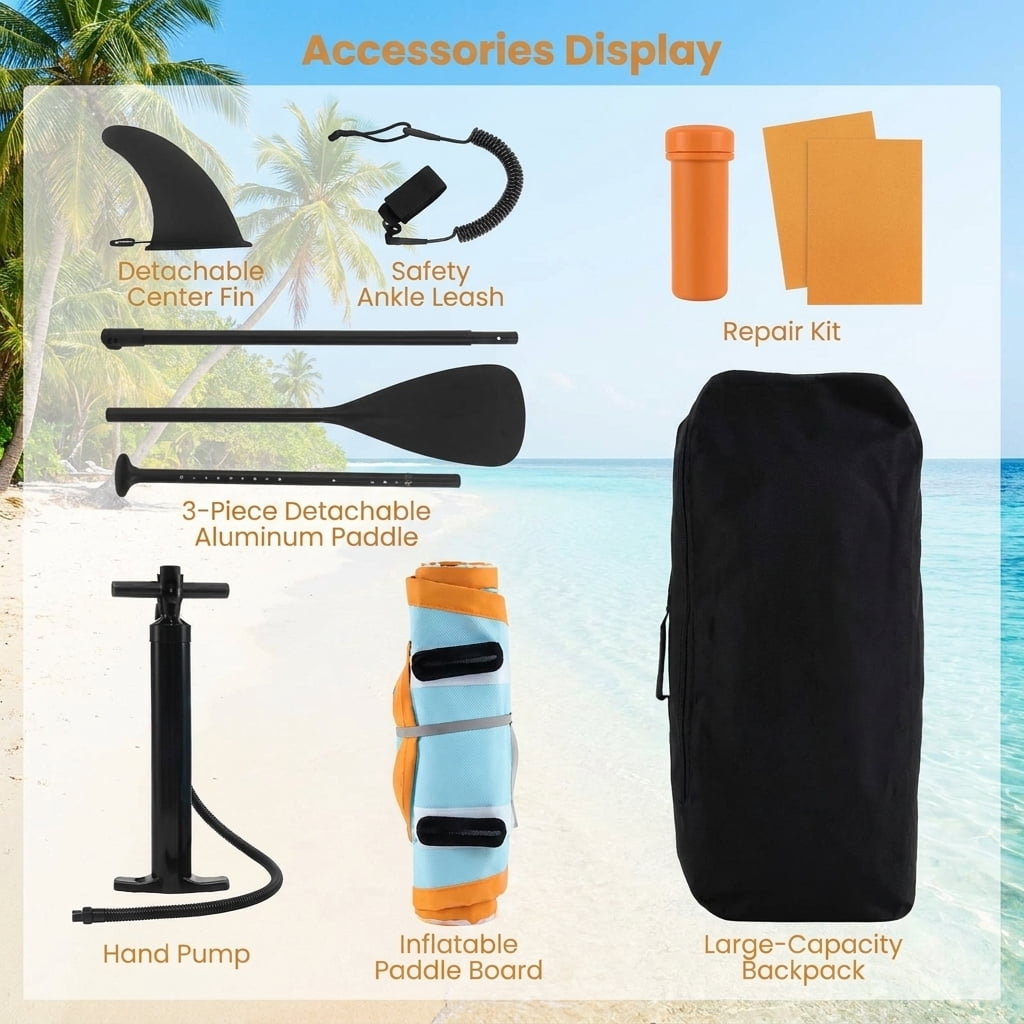 Airfind All-Around Inflatable Stand Up Paddle Board with Anti-Slip EVA Deck and 3 Removable Fins plus Accessory Kit and Travel Bag, Blue