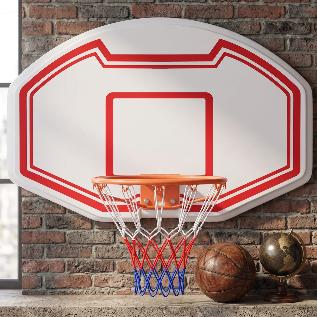 Airfind Large Wall Mounted Basketball Hoop with Shatter-proof PE Backboard, Metal Rim Anti-Tear Net for Kids and Adults Indoor Outdoor Play, White and Red