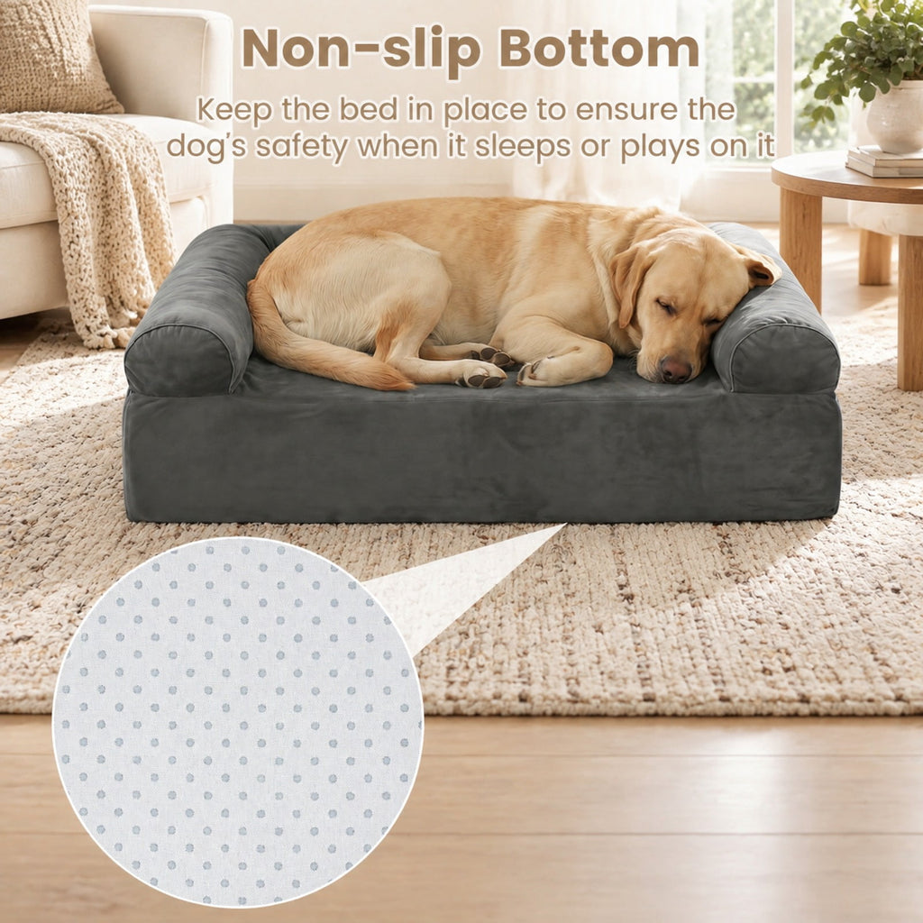 Airfind Cooling Gel Memory Foam Dog Bed for Medium Dogs with Washable Cover, Cooling Gel Memory Foam Silicone Polyester 25D Foam Frame, Dark Gray