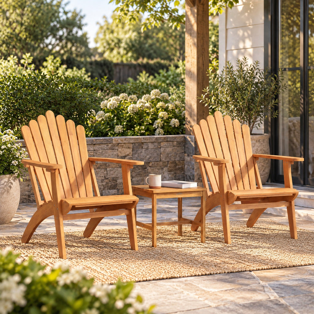 Airfind Acacia Wood Outdoor Patio Chair with 400 lbs Weight Capacity, 400 lbs Capacity, Acacia Wood Frame, 26.5 x 31.5 x 35 Footprint, Natural