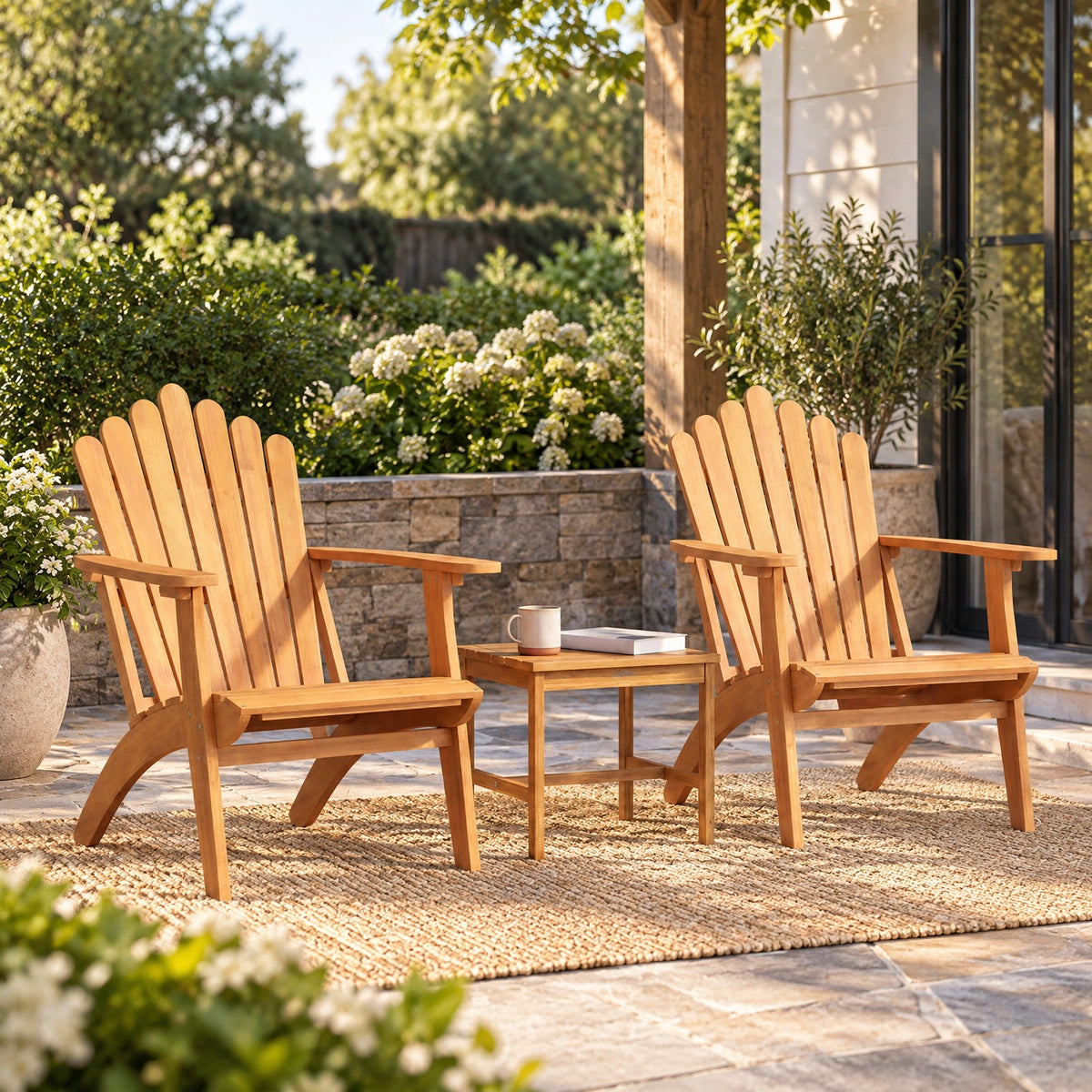 Airfind Acacia Wood Outdoor Patio Chair with 400 lbs Weight Capacity, 400 lbs Capacity, Acacia Wood Frame, 26.5 x 31.5 x 35 Footprint, Natural