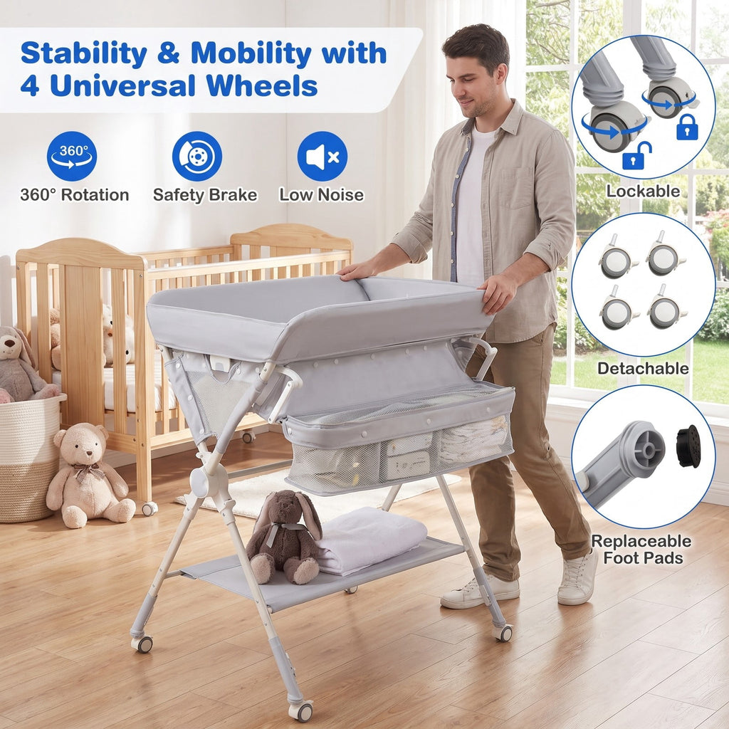Airfind Youth Changing Table Foldable Diaper Changing Station with Storage Bag and Shelf, 55 lbs for Everyday Use, Unspecified