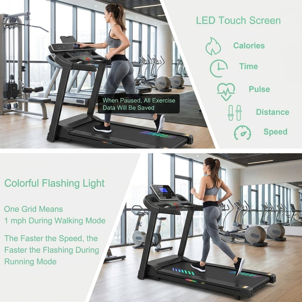 Airfind 4.75HP 2-in-1 Walk-to-Run Folding Treadmill with APP Sync, Silver