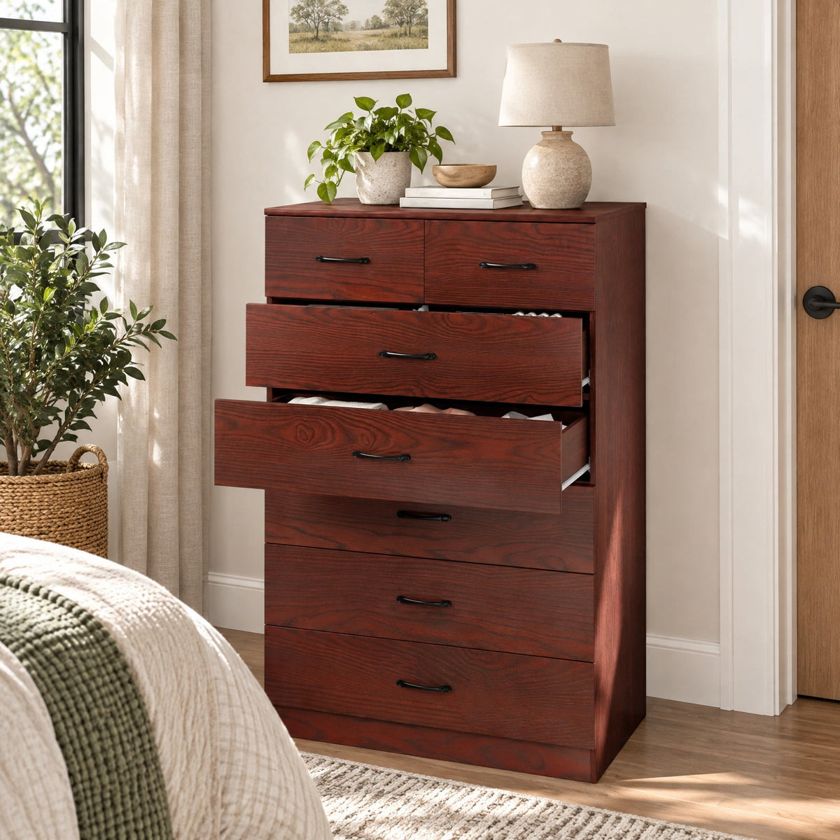 Airfind Wooden Chest of Drawers with Anti, 66 lbs Capacity, Engineered Wood MDF Frame, 32 x 18 x 48 Footprint, White