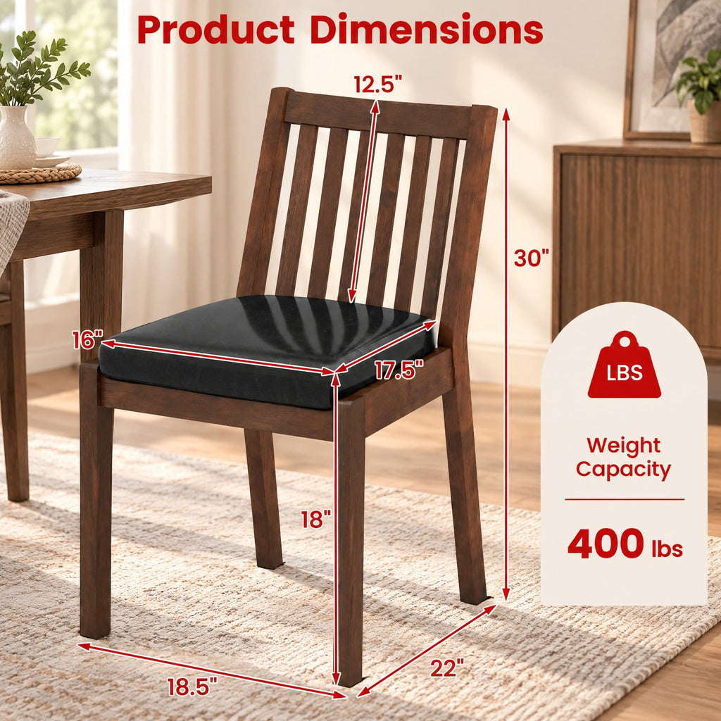 Airfind PU Leather Upholstered Dining Chair with Padded Seat Set of 4, 400 lbs Capacity, Rubber Wood PU Leather Sponge Frame, Espresso