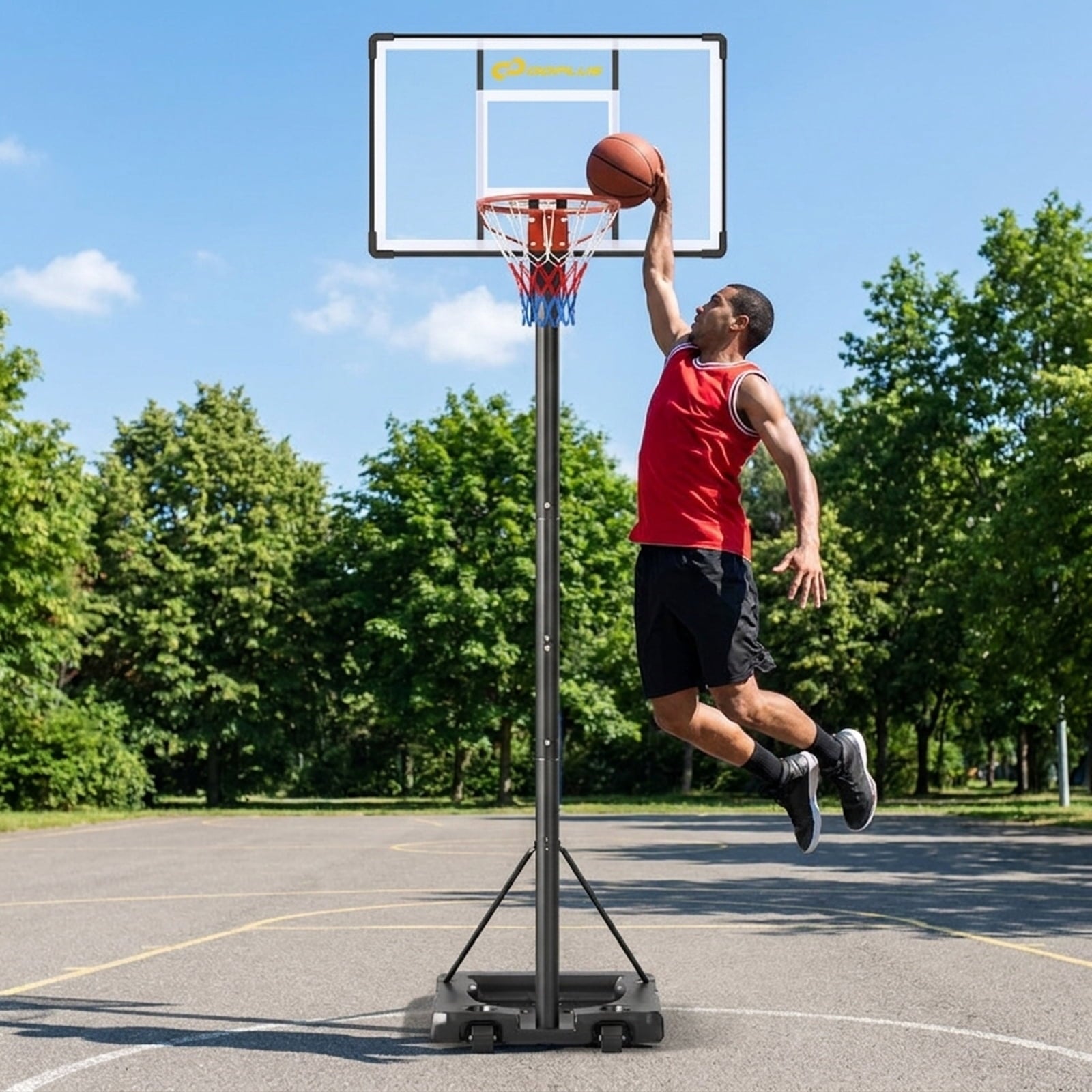 Airfind Portable Basketball Goal (10 ft Range) Stabilizing Base, Black