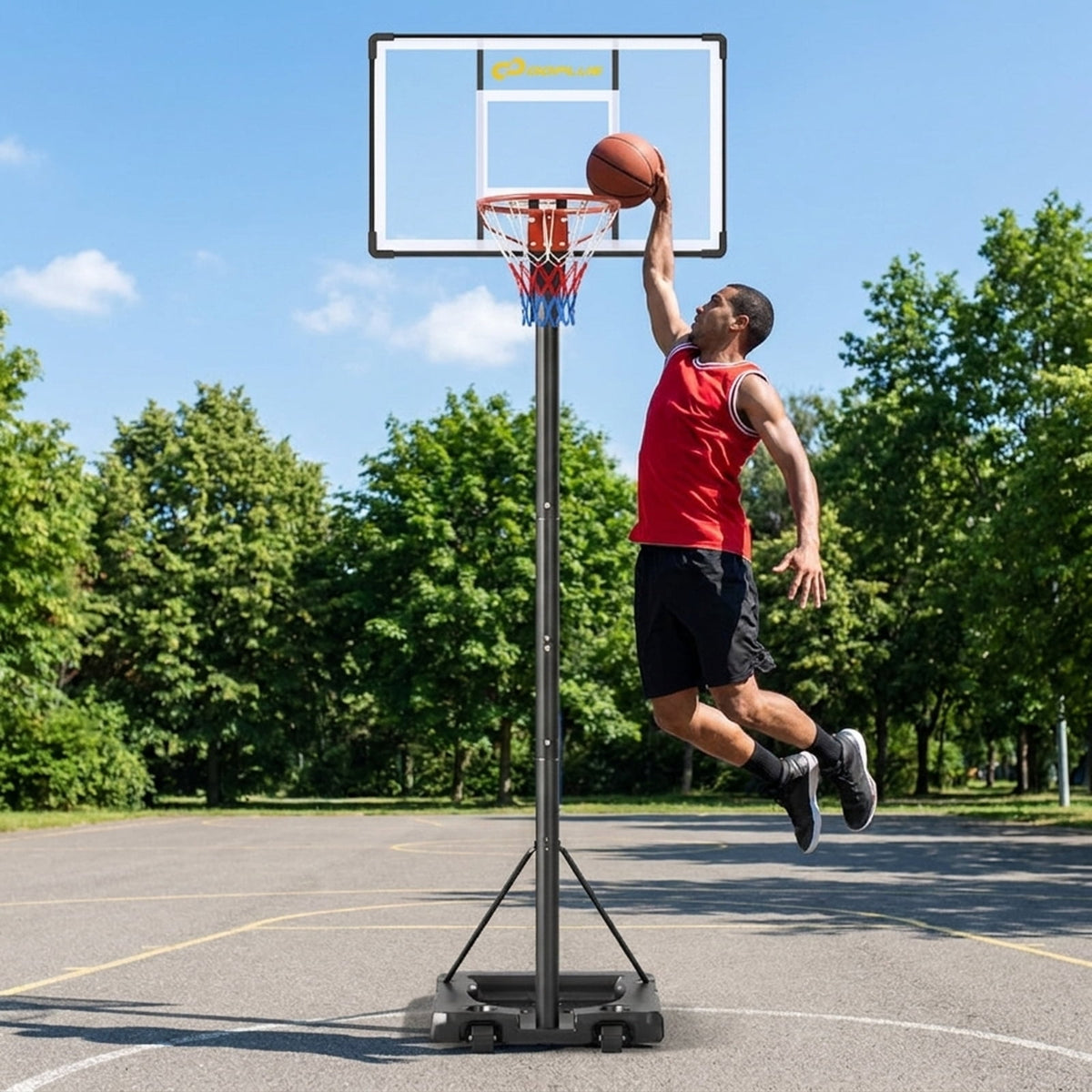 Airfind Portable Basketball Hoop with 10 ft Range and Stabilizing Weighted Base for Backyard and Outdoor Family Play, Black