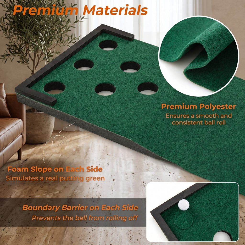 Airfind 11 FT Indoor Outdoor Golf Putting Green Mat Set with 2 Adjustable Putters and 6 Balls, Carry Bag Included, Green