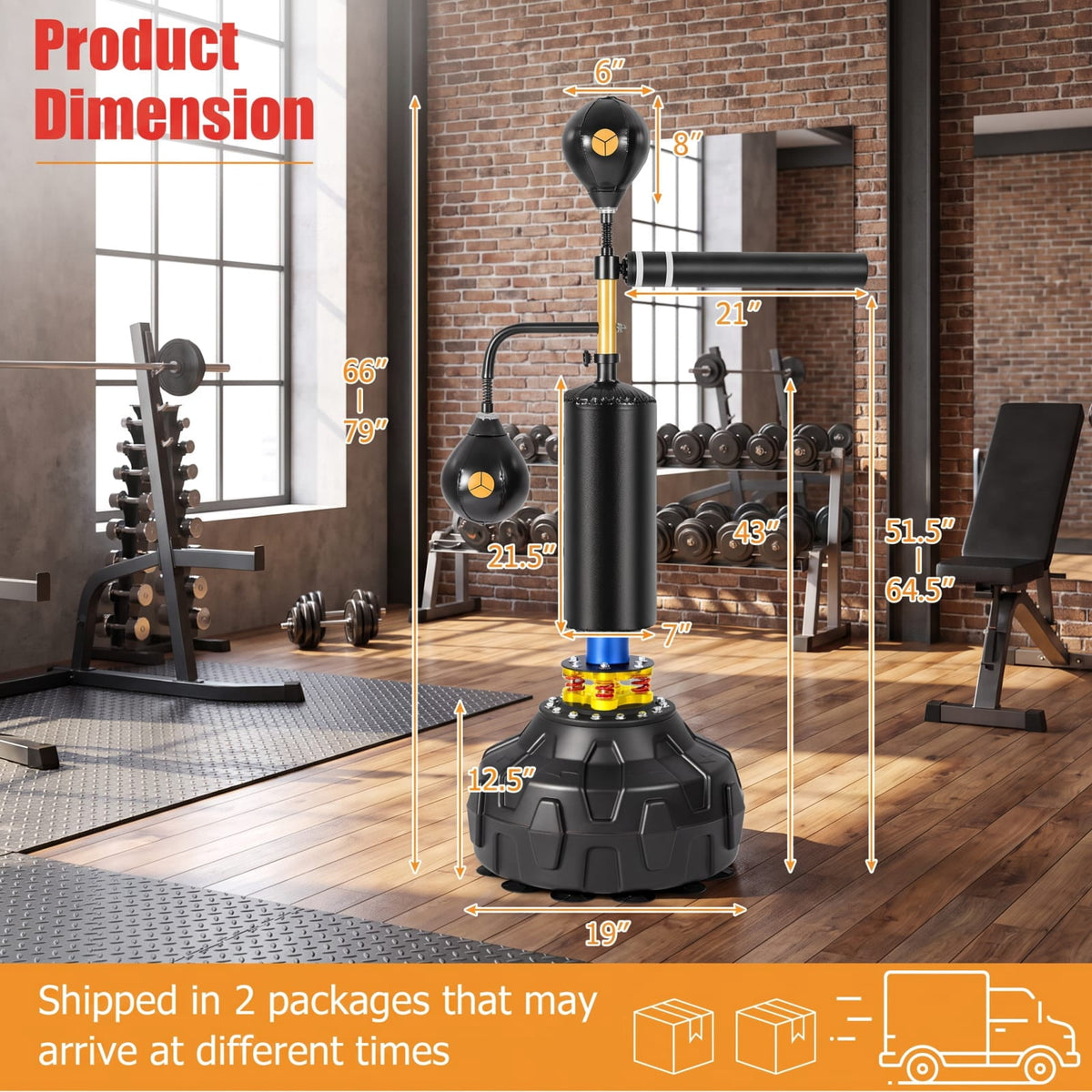 Airfind Freestanding Boxing Speed Trainer with 360 Degree Spinning Bar Dual Speed Balls and Adjustable Height for Home Gym, Black