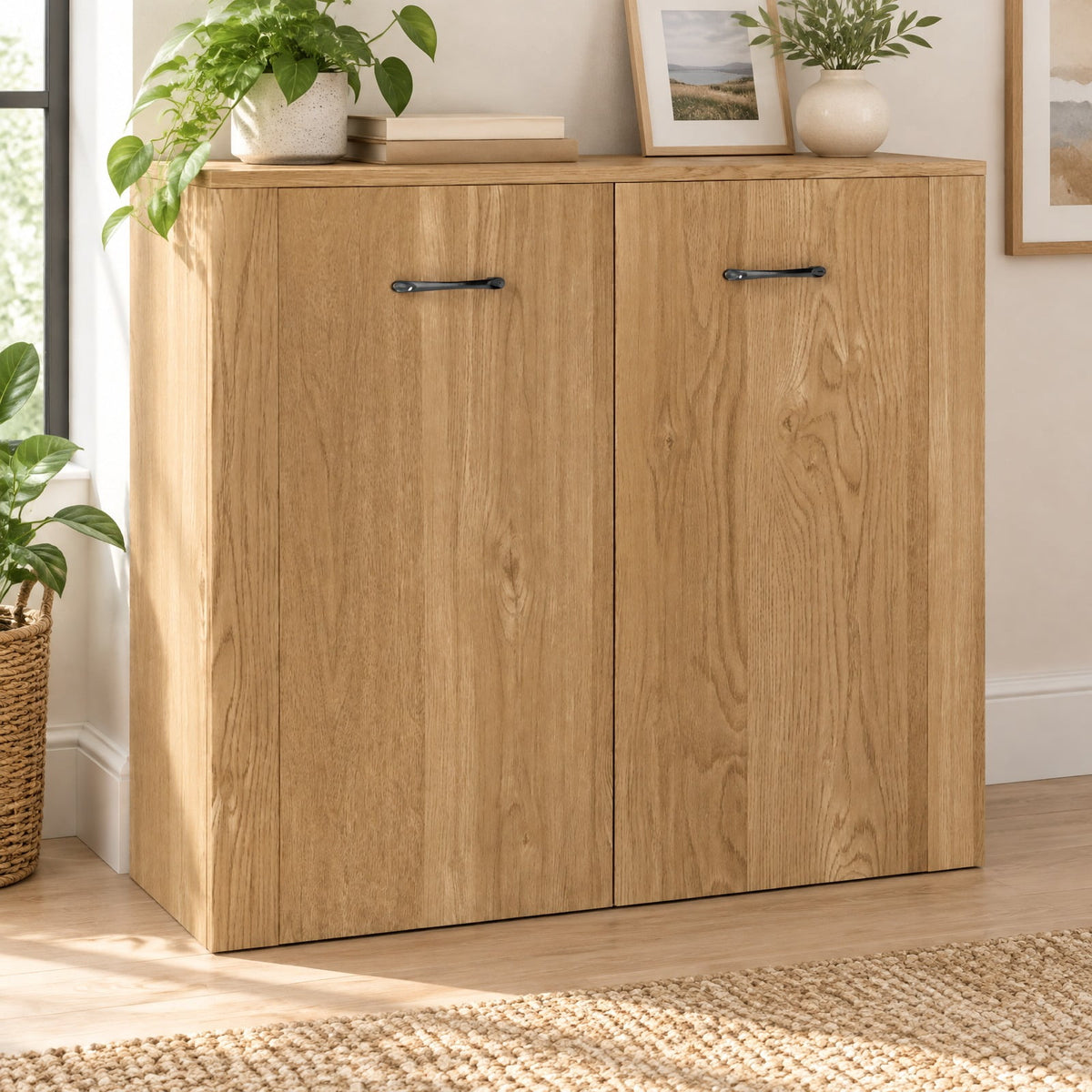 Airfind 38 Inch Buffet Modern Sideboard Cabinet with Storage, 88 lbs Capacity, Engineered Wood Frame, 38 Inch x 15.5 Inch x 32.5 Inch Footprint, Natural