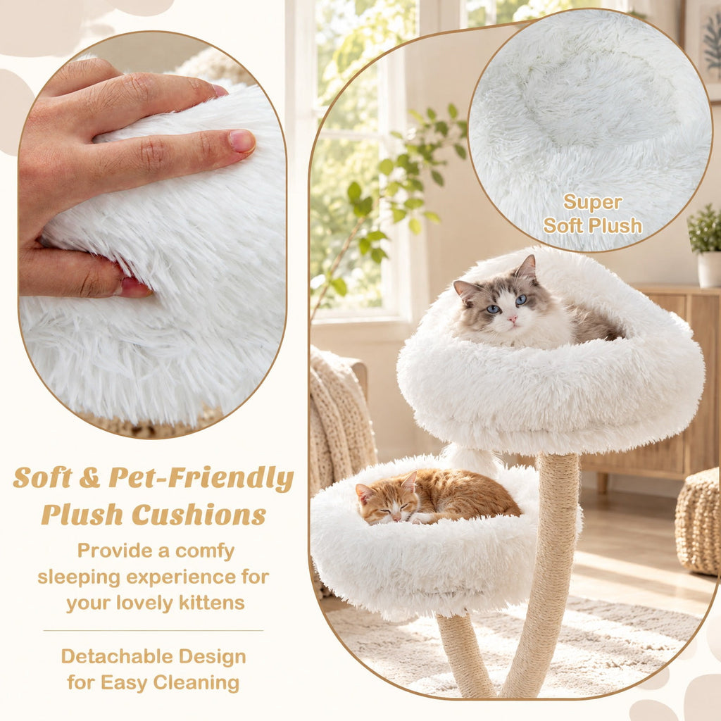 Airfind 70 Inch Tall Cat Tree 4-Layer Cat Tower with 3 Perches and Dangling Balls, 22 lbs Capacity, Engineering Board Metal Plush Sisal Rope Frame