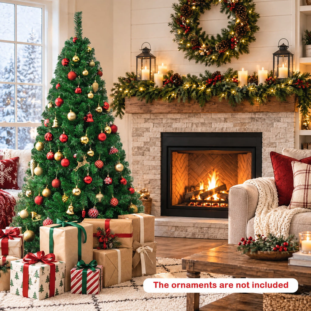 Airfind Artificial PVC Christmas Tree with Solid Metal Stand-6 ft, PVC Blade width: 2.4 Inch Frame, Green The material of stand: Metal