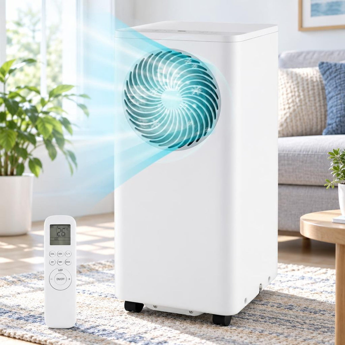 Airfind 8200/10000 BTU Portable Air Conditioner 3-in-1 Stand up AC Unit with Dehumidifier-10000 BTU, HIPS ABS Frame, White