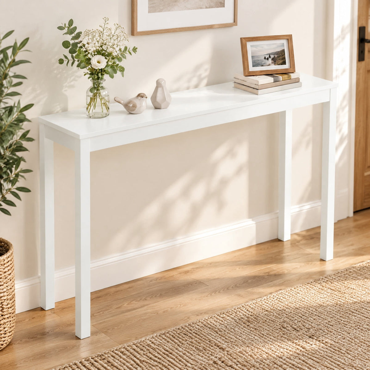 Airfind Wooden Console Table Modern Farmhouse Sofa Table with Thickened Top, 132 lbs Capacity, Rubber Wood MDF Frame, 48 x 12 x 32 Footprint