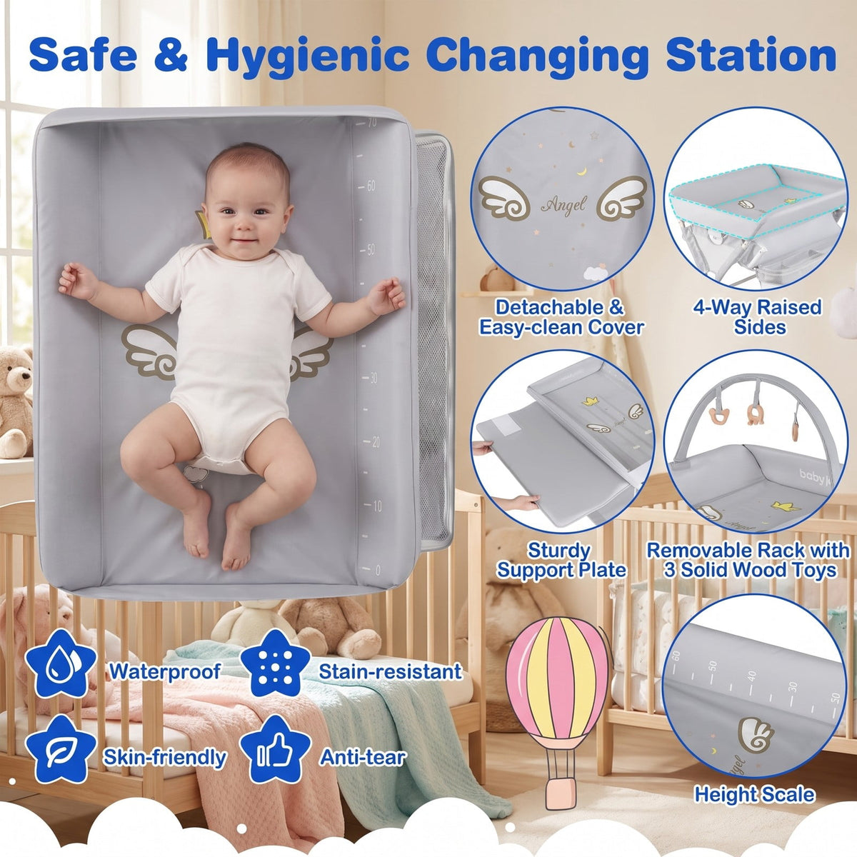 Airfind Youth Changing Table Foldable Diaper Changing Station with Storage Bag and Shelf, 55 lbs for Everyday Use, Unspecified